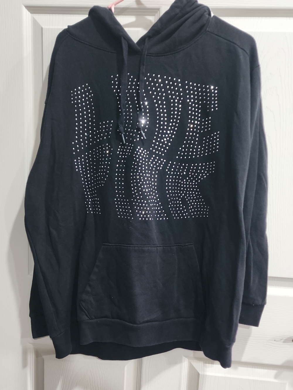 PINK Victoria's Secret Black Studded LOVE MORE Hoodie